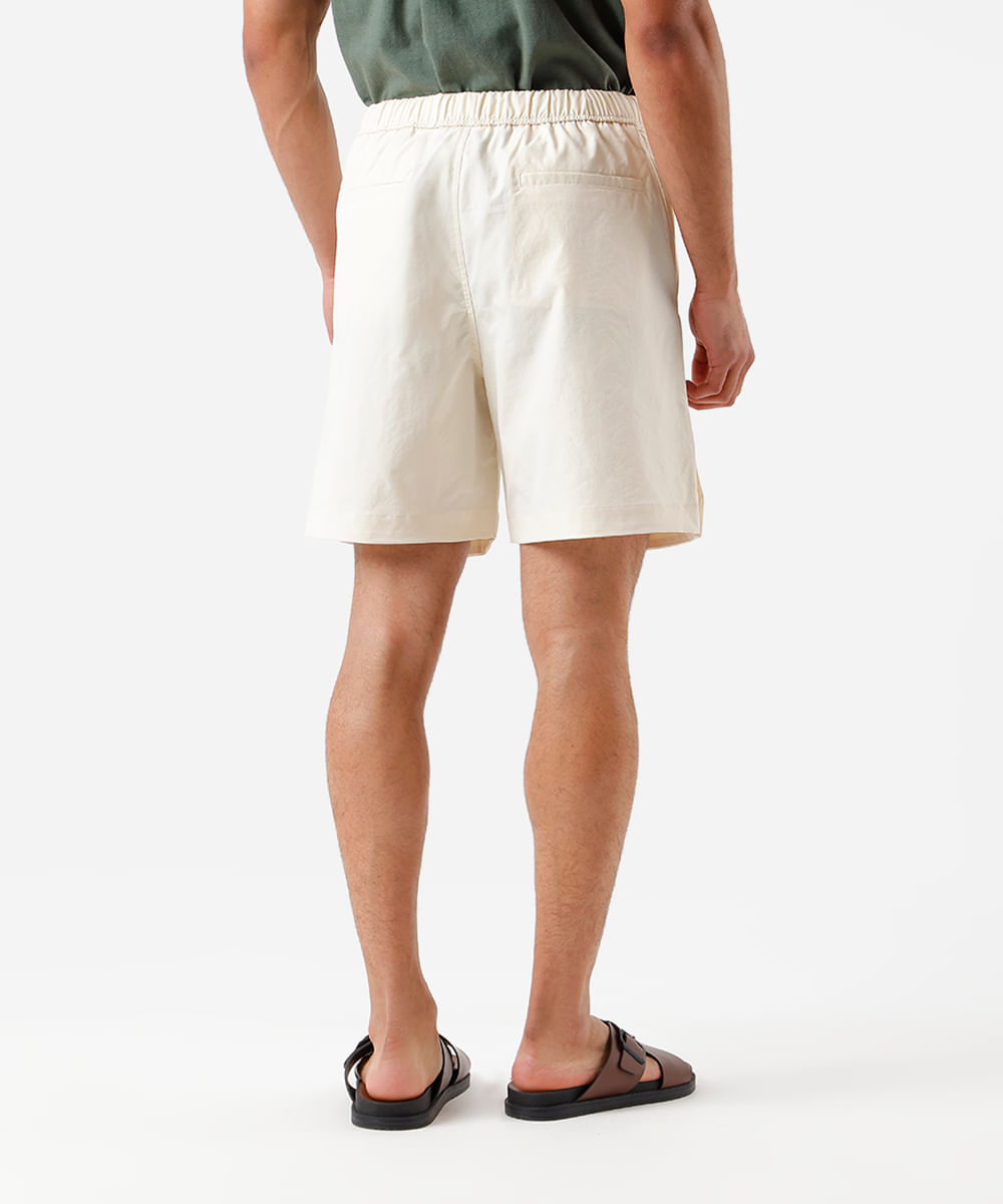 bermuda reta masculina cós elástico texturizada bege