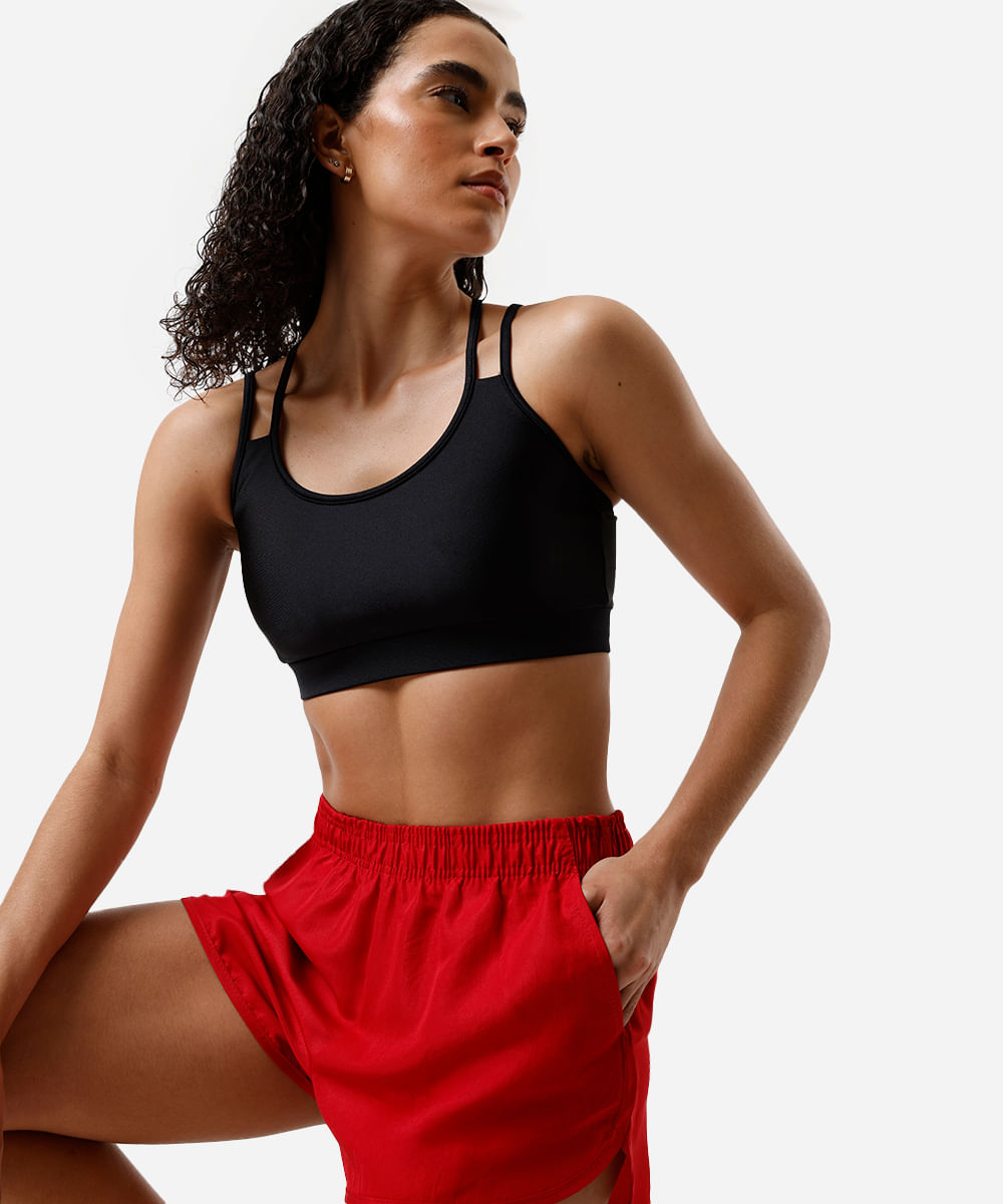 short running feminino esportivo vermelho