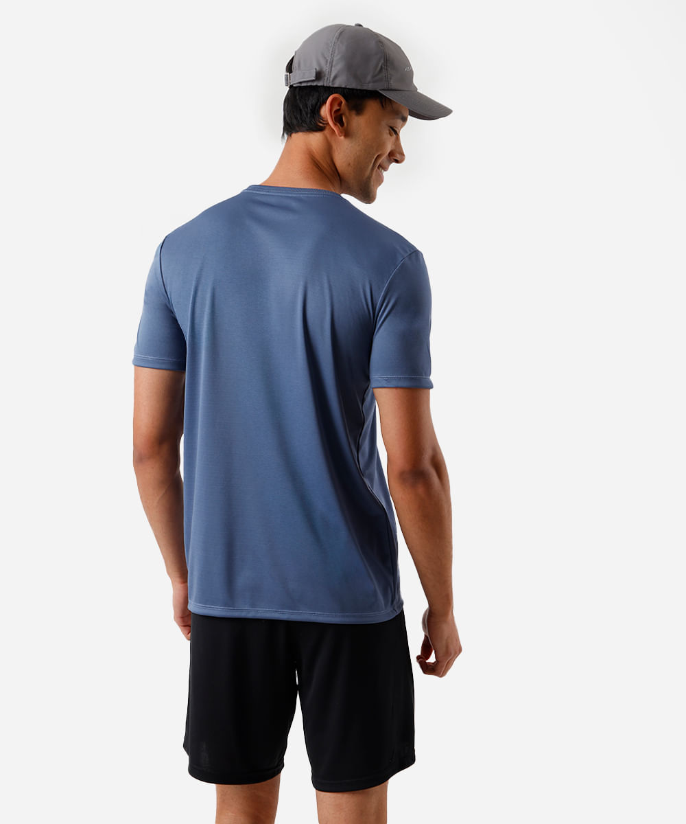 camiseta esportiva básica masculina manga curta azul