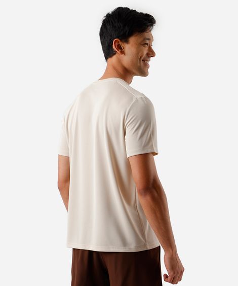 camiseta masculina esportiva com recorte bege