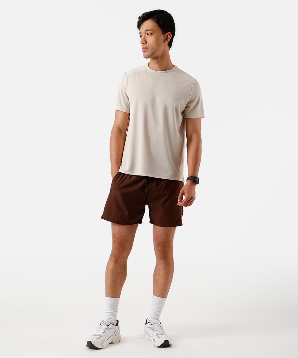 camiseta masculina esportiva ace com recorte bege