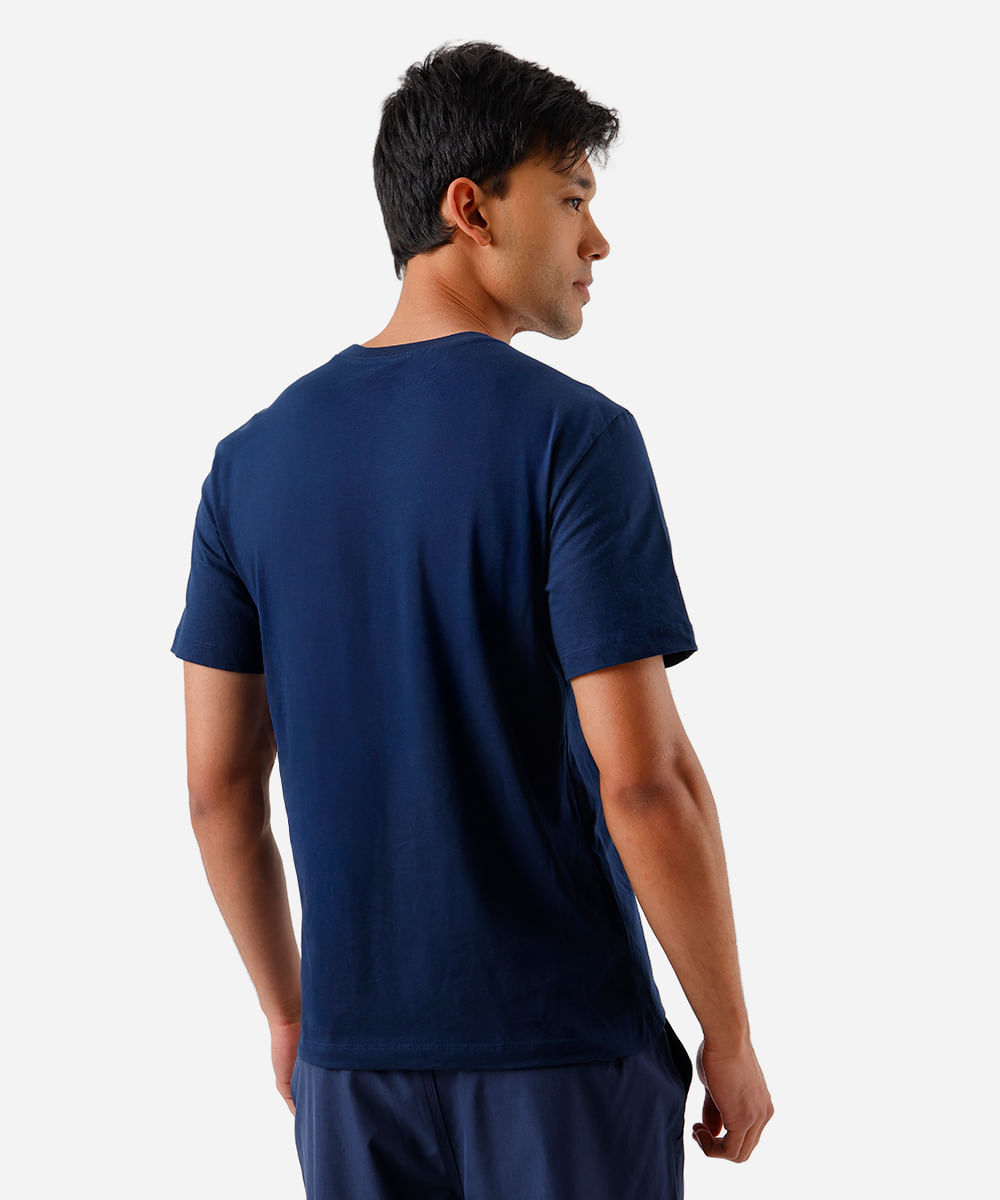 camiseta masculina de algodão estampada azul