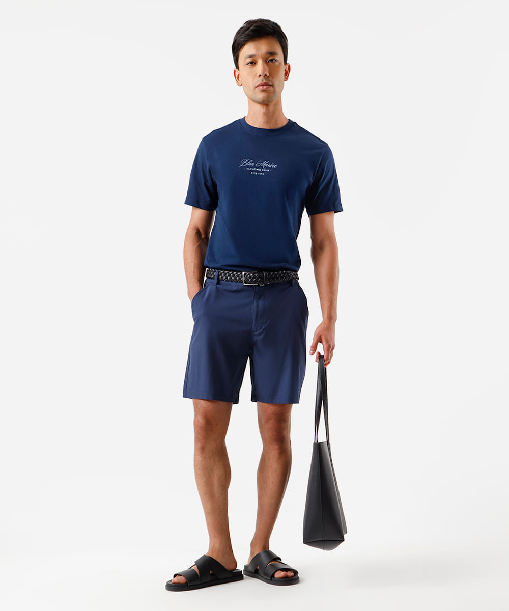 camiseta masculina de algodão estampada azul