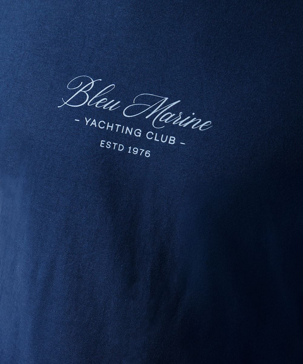 camiseta masculina de algodão estampada azul