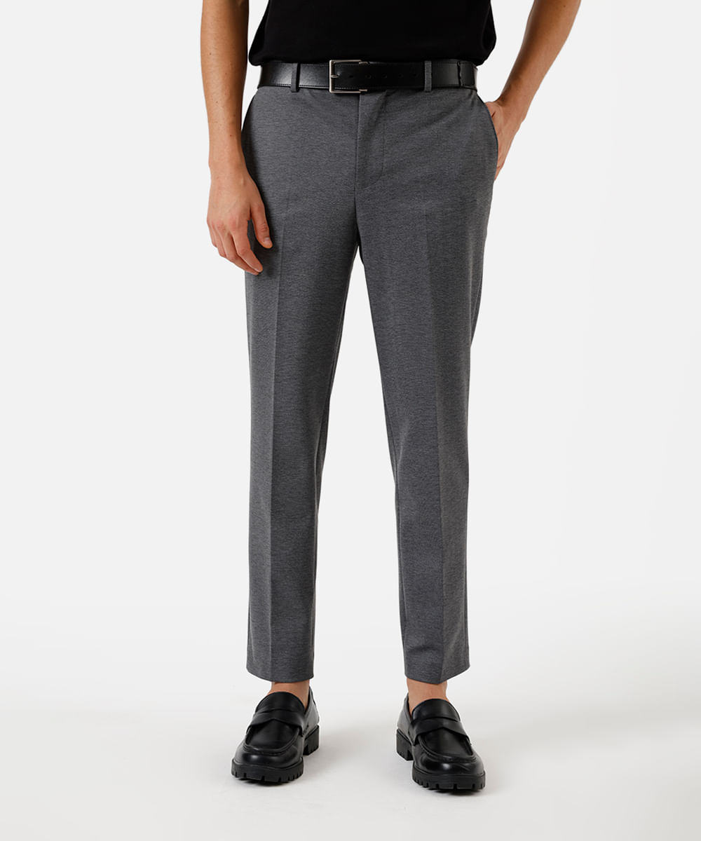 calça slim masculina de alfaiataria cinza