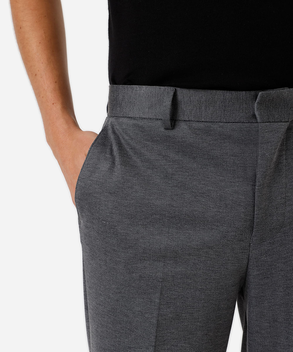 calça slim masculina de alfaiataria cinza