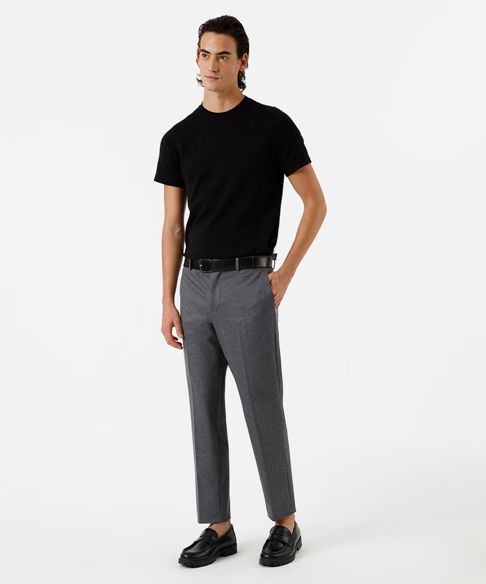 calça slim masculina de alfaiataria cinza
