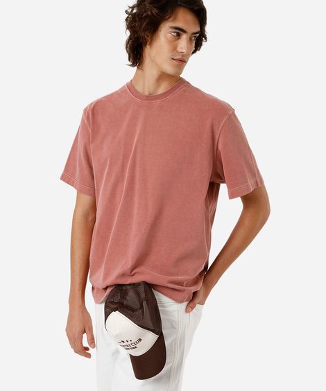 camiseta box masculina de algodão estonada vermelha