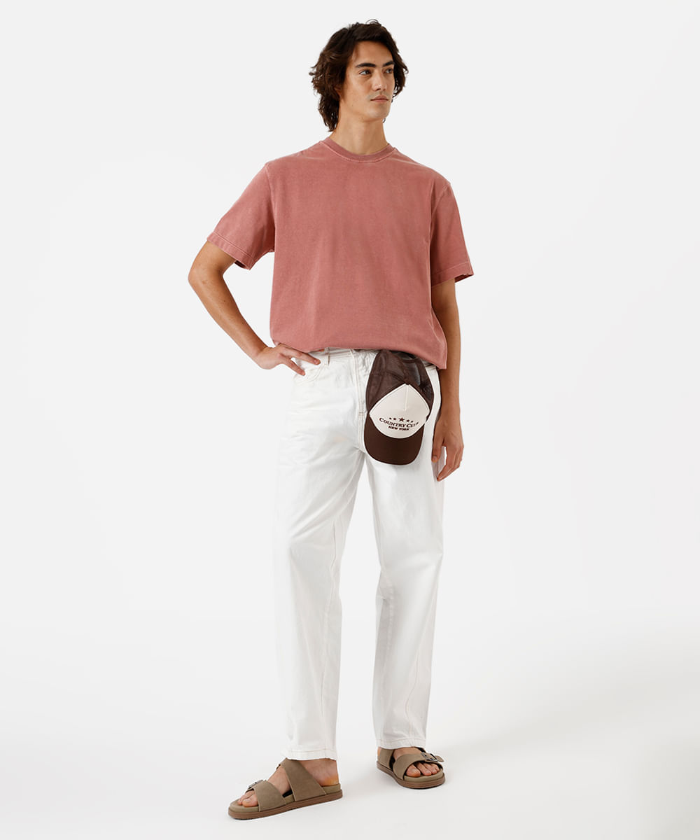 camiseta box masculina de algodão estonada vermelha