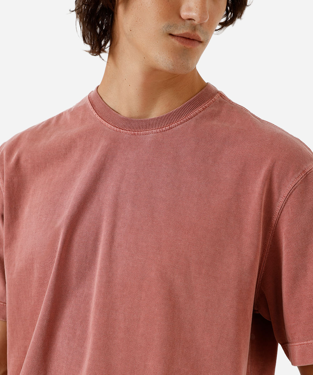 camiseta box masculina de algodão estonada vermelha