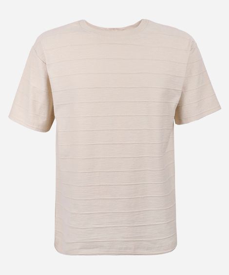 camiseta comfort juvenil de algodão manga curta bege