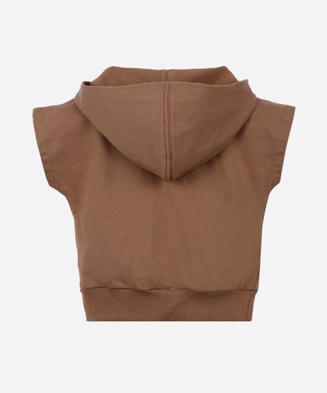 blusa infantil de algodão com capuz e bolso marrom