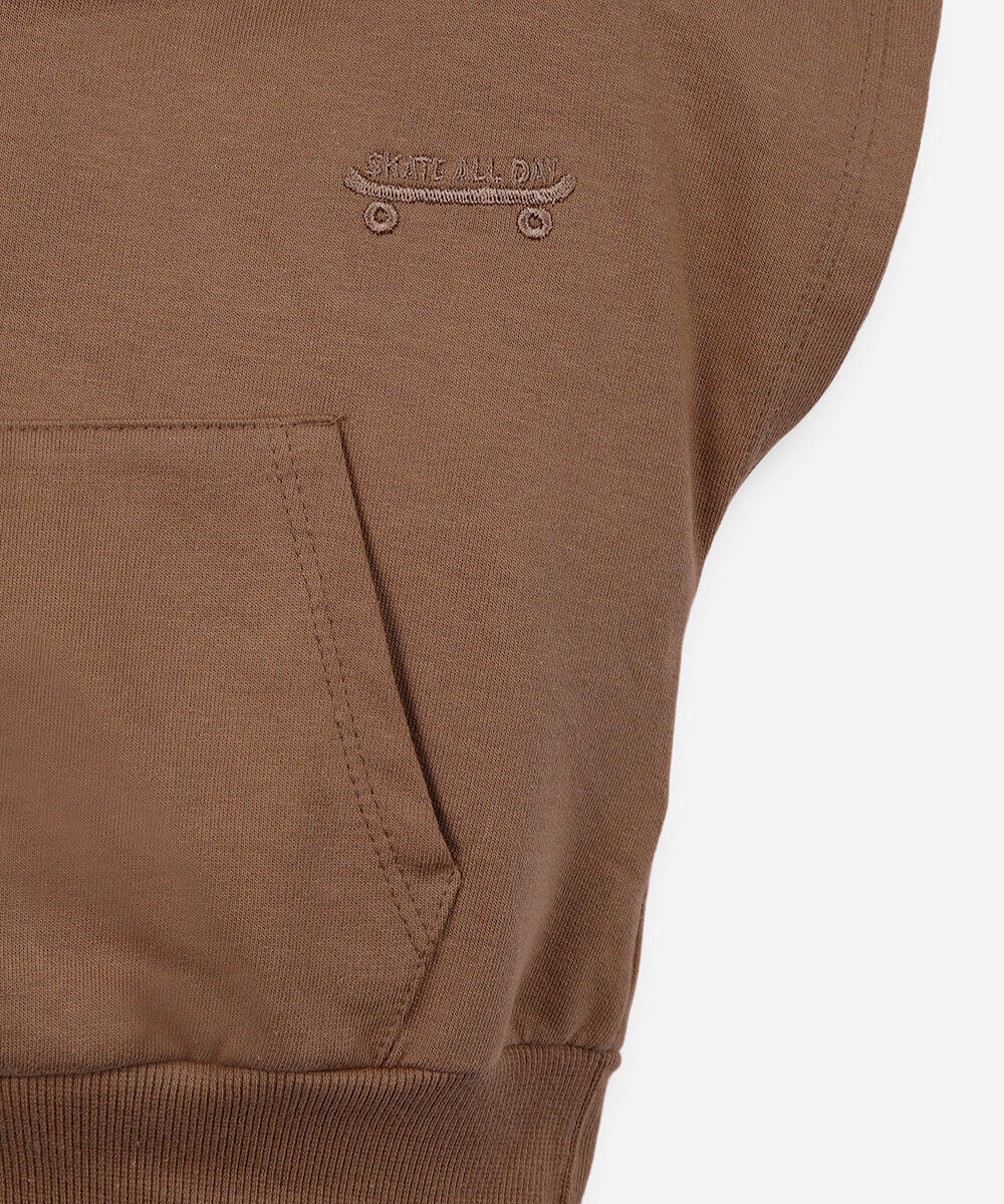 blusa infantil de algodão com capuz e bolso marrom