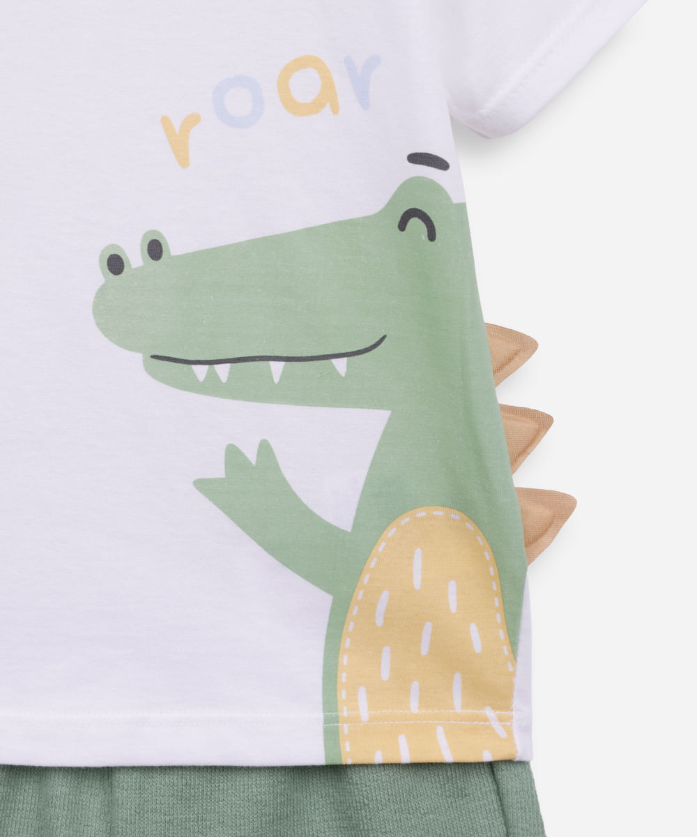 conjunto curto infantil de algodão jacaré verde