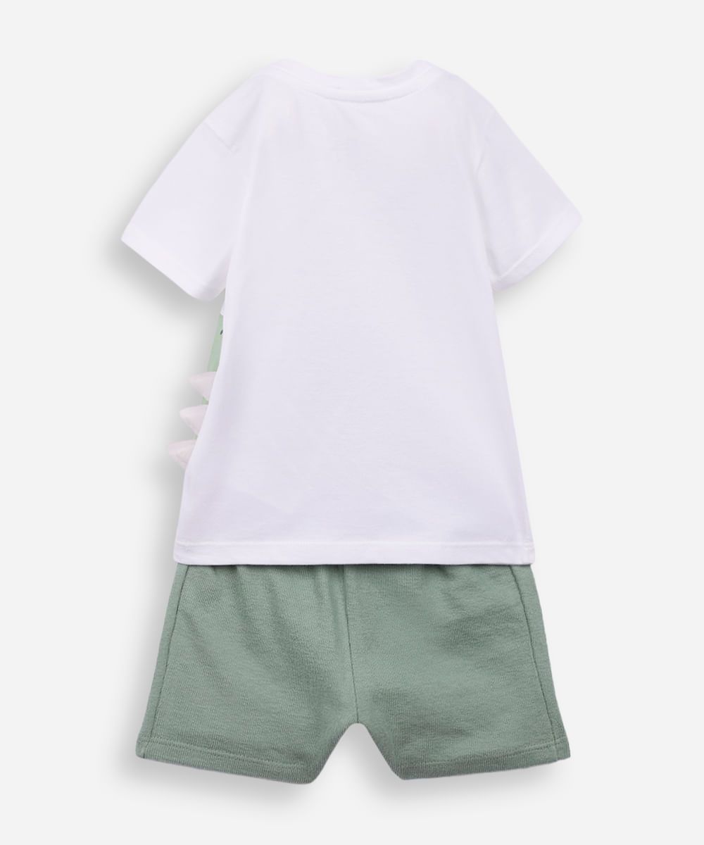 conjunto curto infantil de algodão jacaré verde