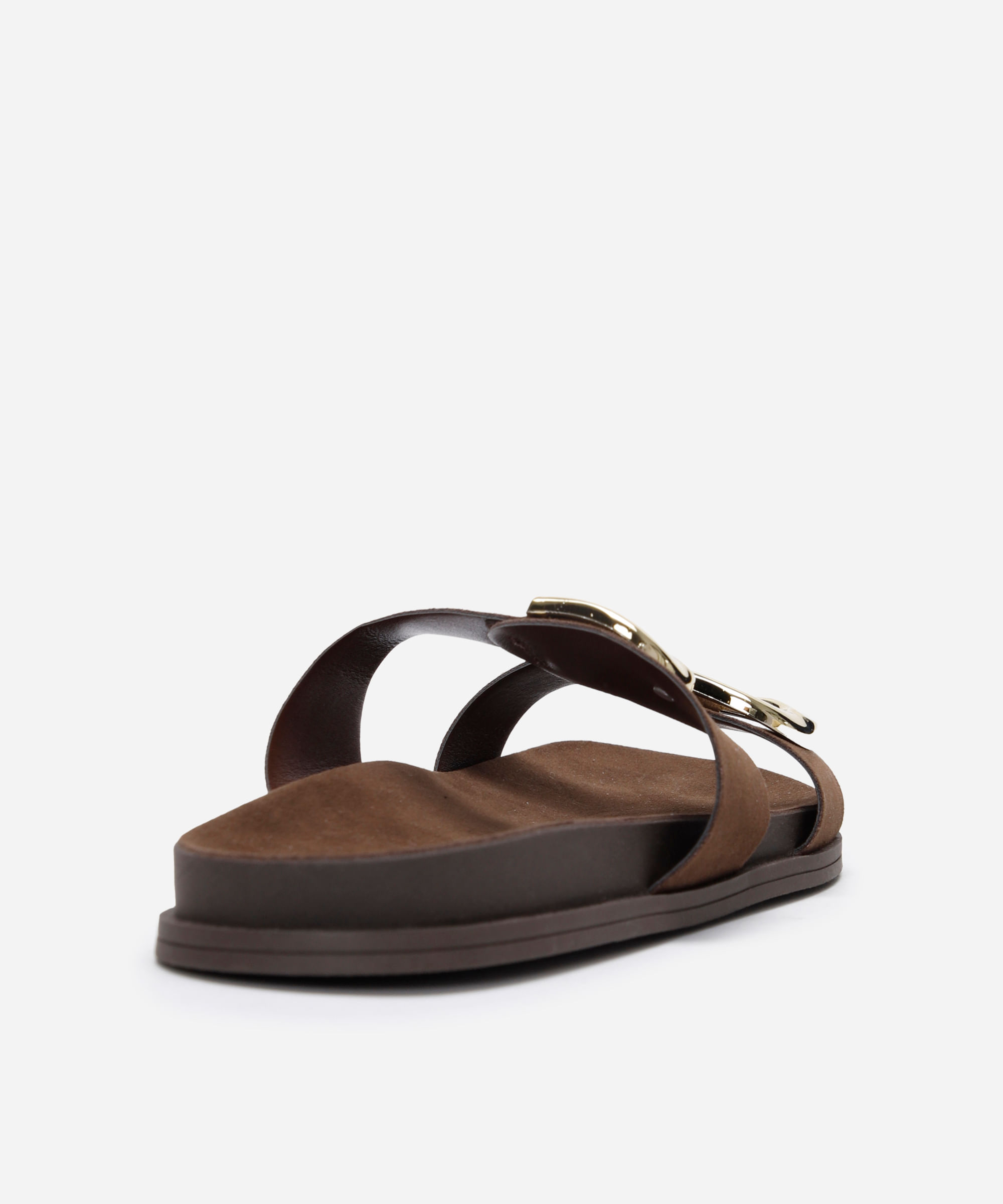 rasteirinha flatform com fivelas texturizada oneself marrom
