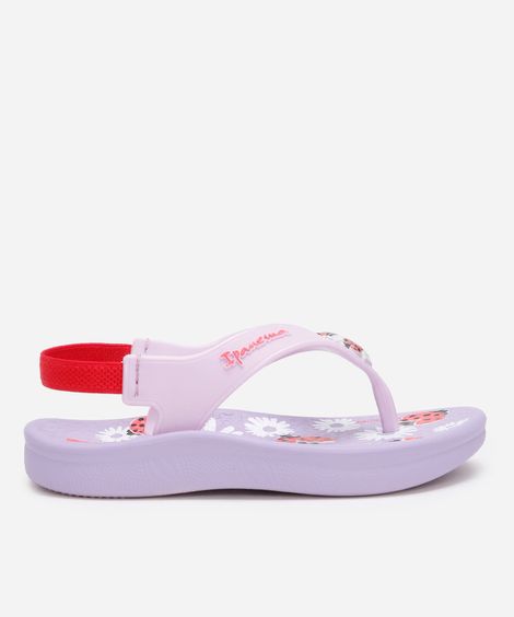 chinelo infantil com elástico joaninha ipanema  lilás