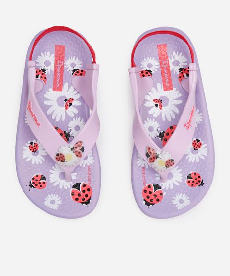 chinelo infantil com elástico joaninha ipanema  lilás