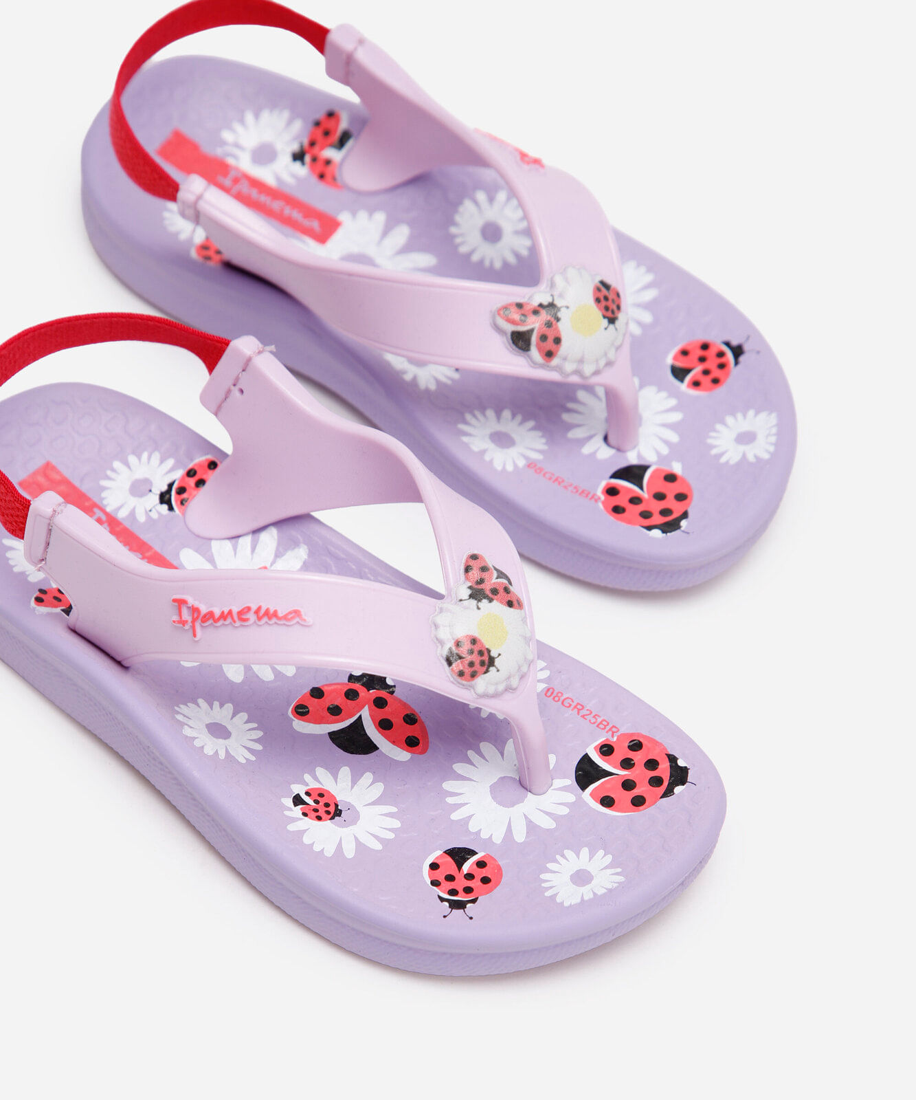 chinelo infantil com elástico joaninha ipanema  lilás