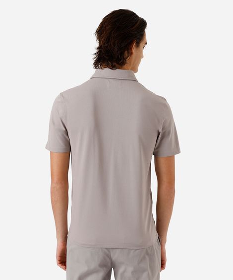 polo slim masculina manga curta cinza