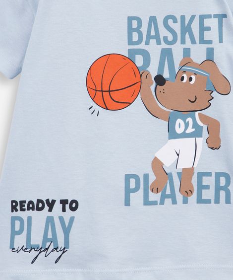 conjunto infantil curto cachorro esportivo azul