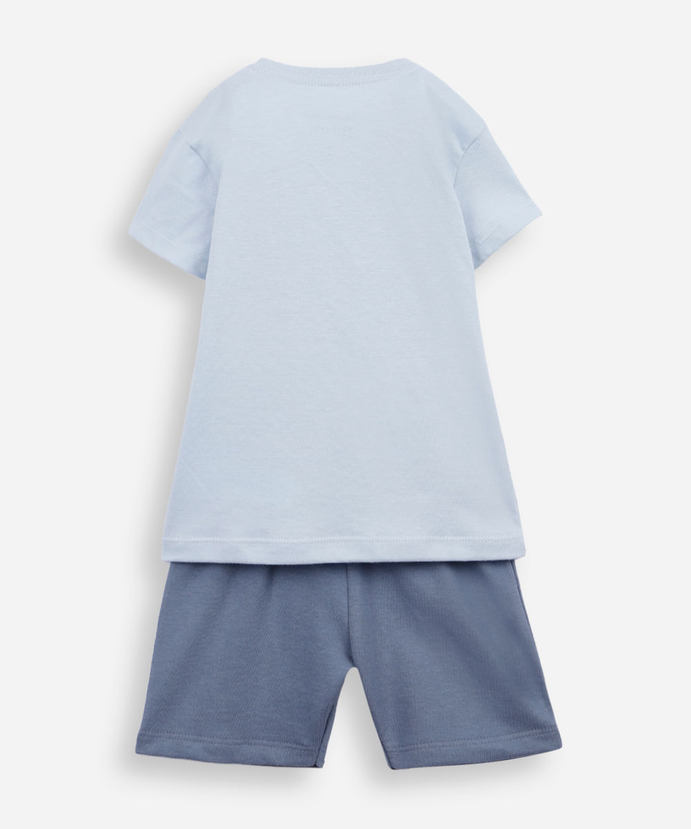 conjunto infantil curto cachorro esportivo azul