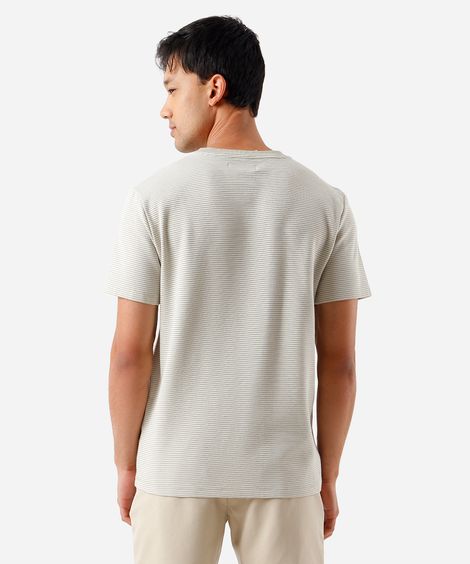 camiseta masculina com algodão manga curta listrada bege