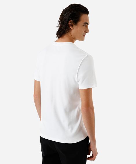 camiseta slim masculina de algodão peruano manga curta off white