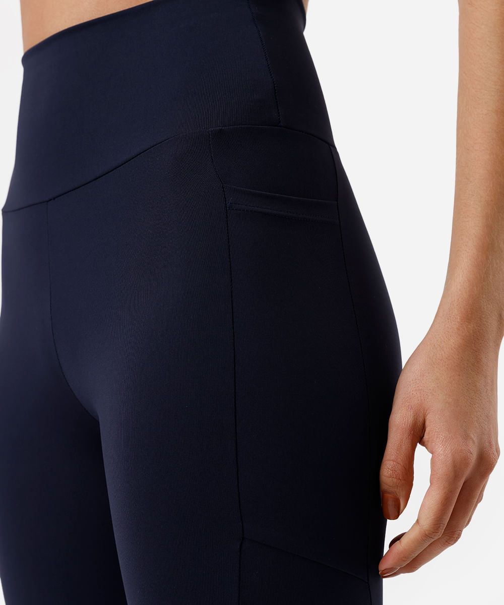 calça legging feminina esportiva com bolso azul