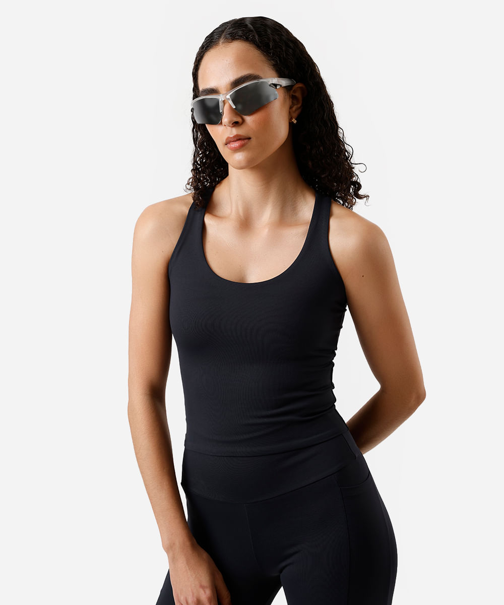 cropped nadador feminino esportivo preto