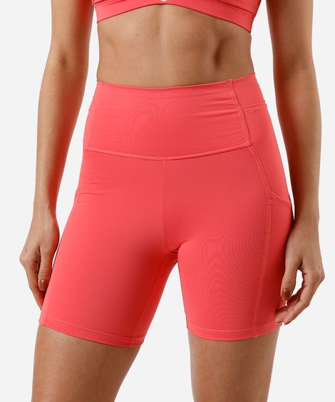 bermuda running feminina com bolsos esportiva rosa