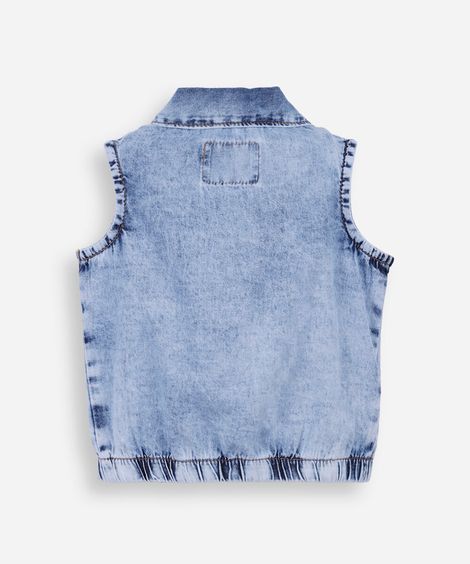 colete jeans infantil cerejinhas azul