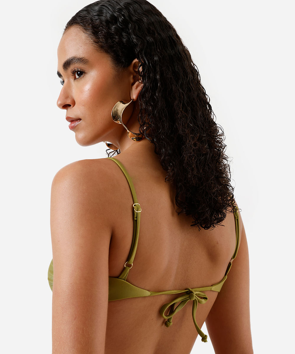biquíni top faixa franzido verde