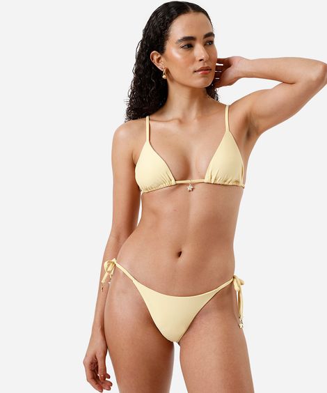 biquíni calcinha tanga de amarração amarelo