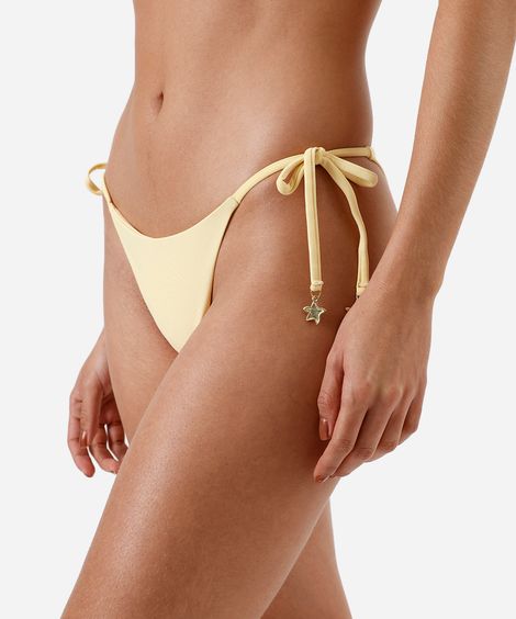 biquíni calcinha tanga de amarração amarelo