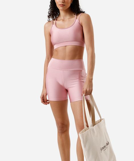 bermuda feminina esportiva com bolsos rosa