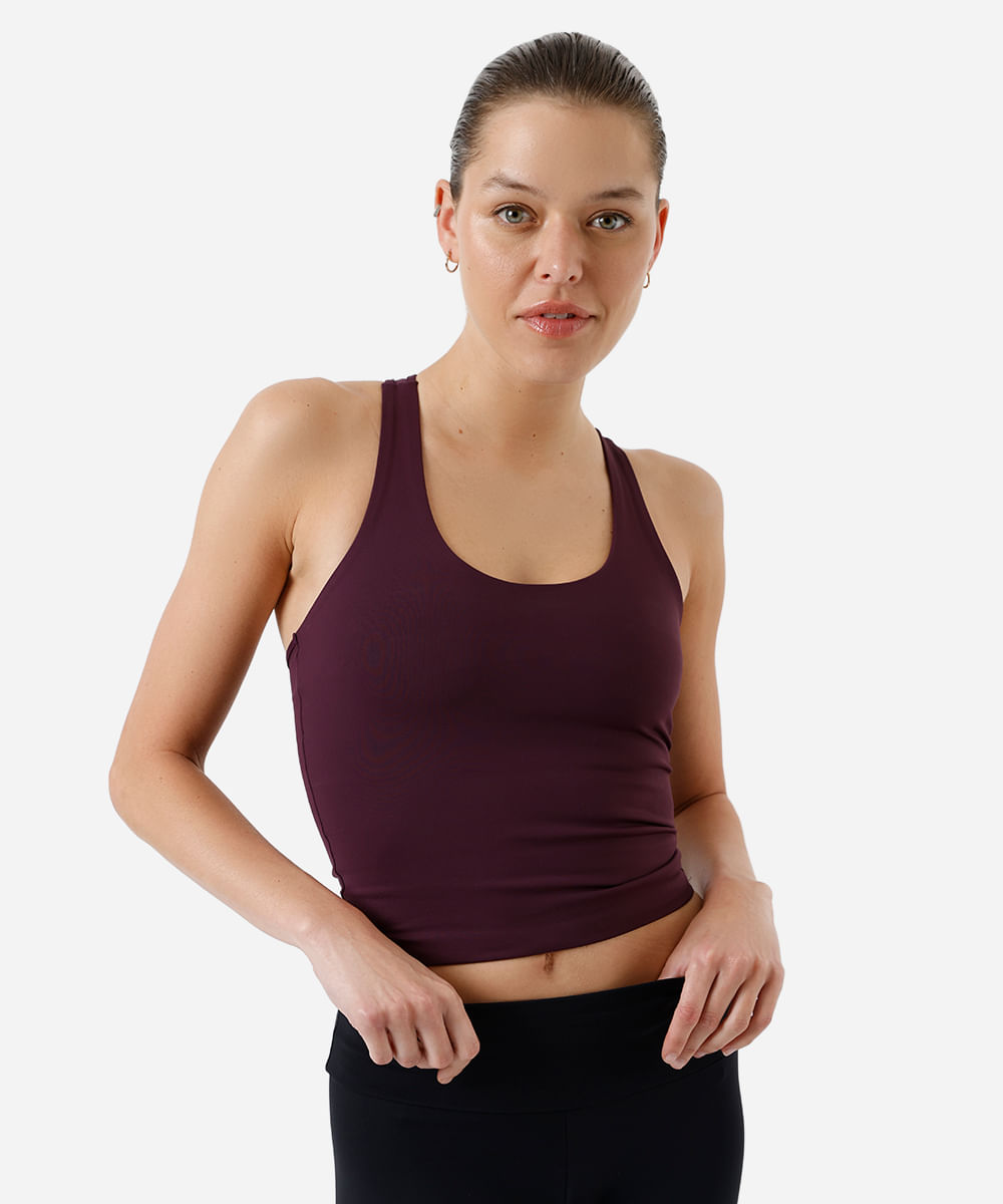 cropped nadador feminino esportivo roxo