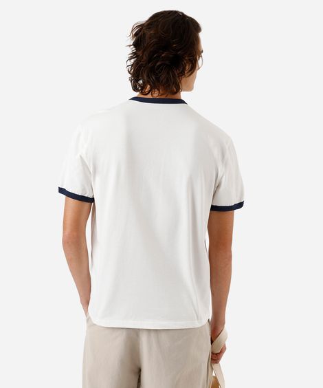 camiseta masculina de algodão brasil bicolor off white