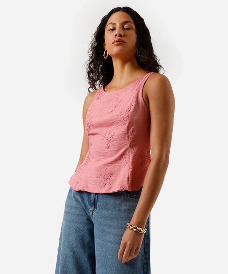 blusa peplum feminina bordada rosa