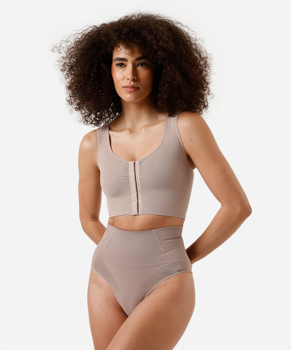sutiã modelador cropped plié bege