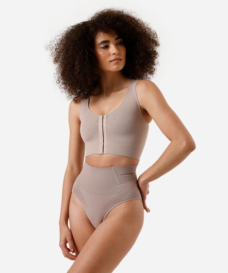 calcinha modeladora feminina cintura alta plié bege