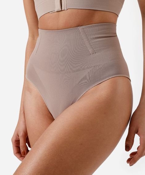 calcinha modeladora feminina cintura alta plié bege