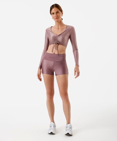 short feminino esportivo cós ajustável - rosê