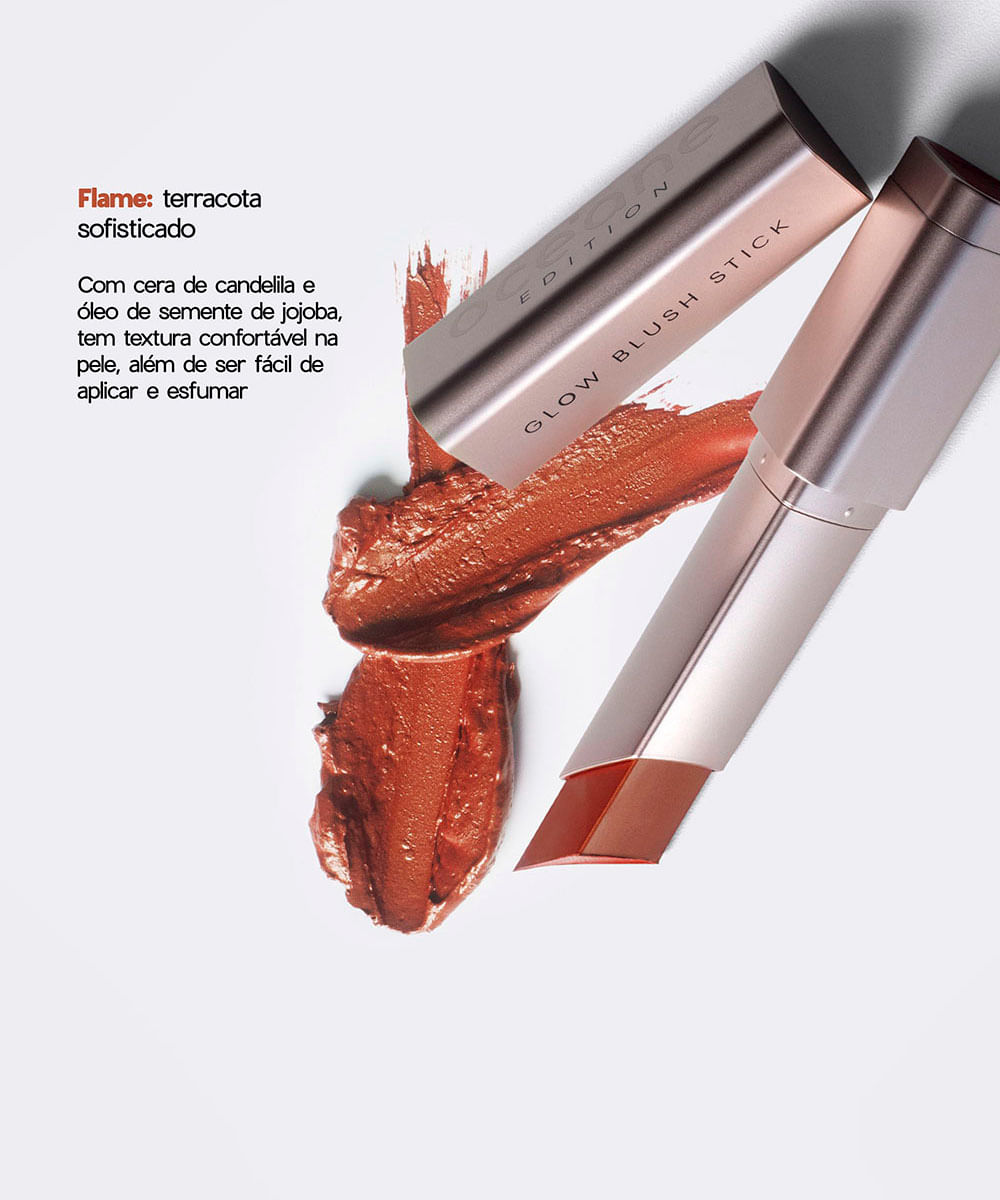blush bastão océane glow blush stick edition flame