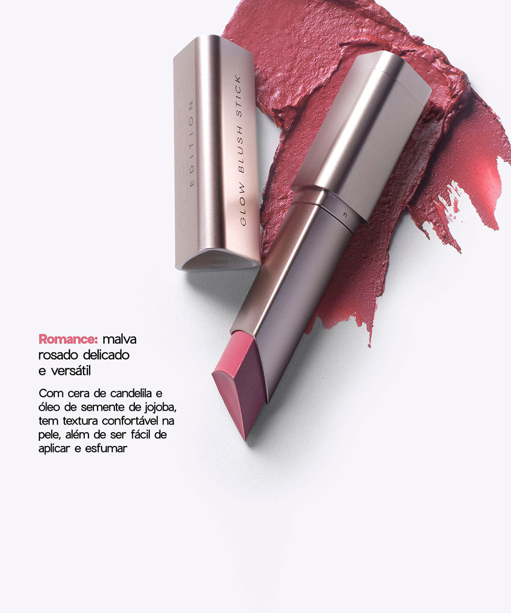blush bastão océane glow blush stick edition romance