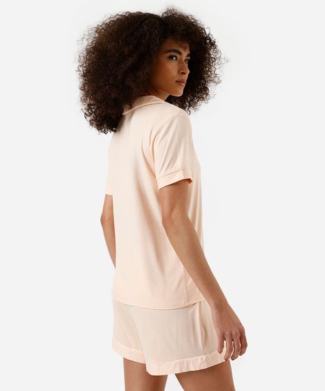 pijama americano feminino de viscose curto rosa