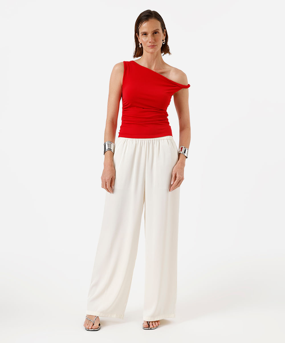 blusa feminina franzida assimétrica vermelha