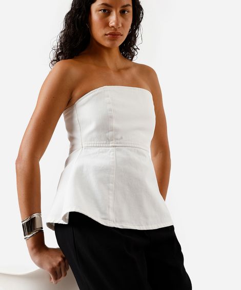 blusa sem alça feminina de sarja off white