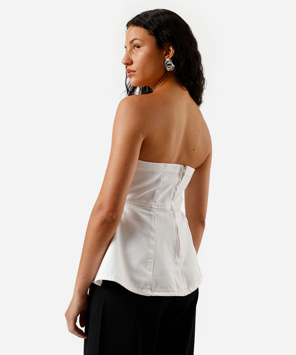 blusa sem alça feminina de sarja off white