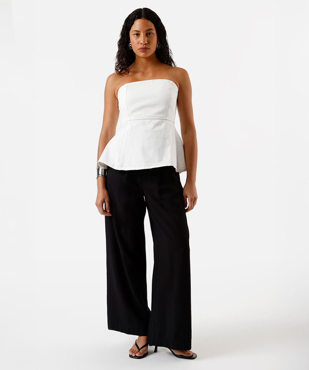 blusa sem alça feminina de sarja off white